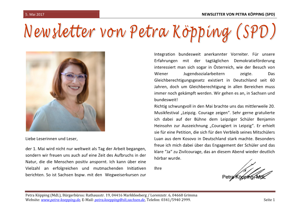 Newsletter Von Petra Köpping (Spd)