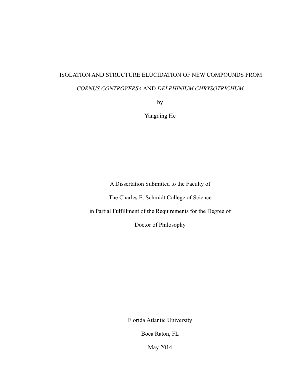 Isolation and Structure Elucidation of New Compounds From