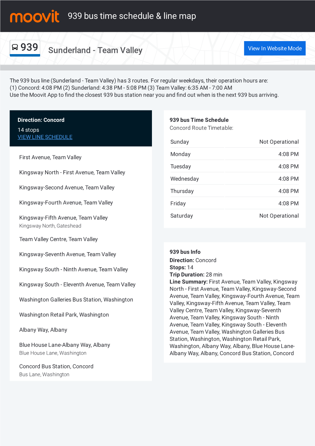 939 Bus Time Schedule & Line Route