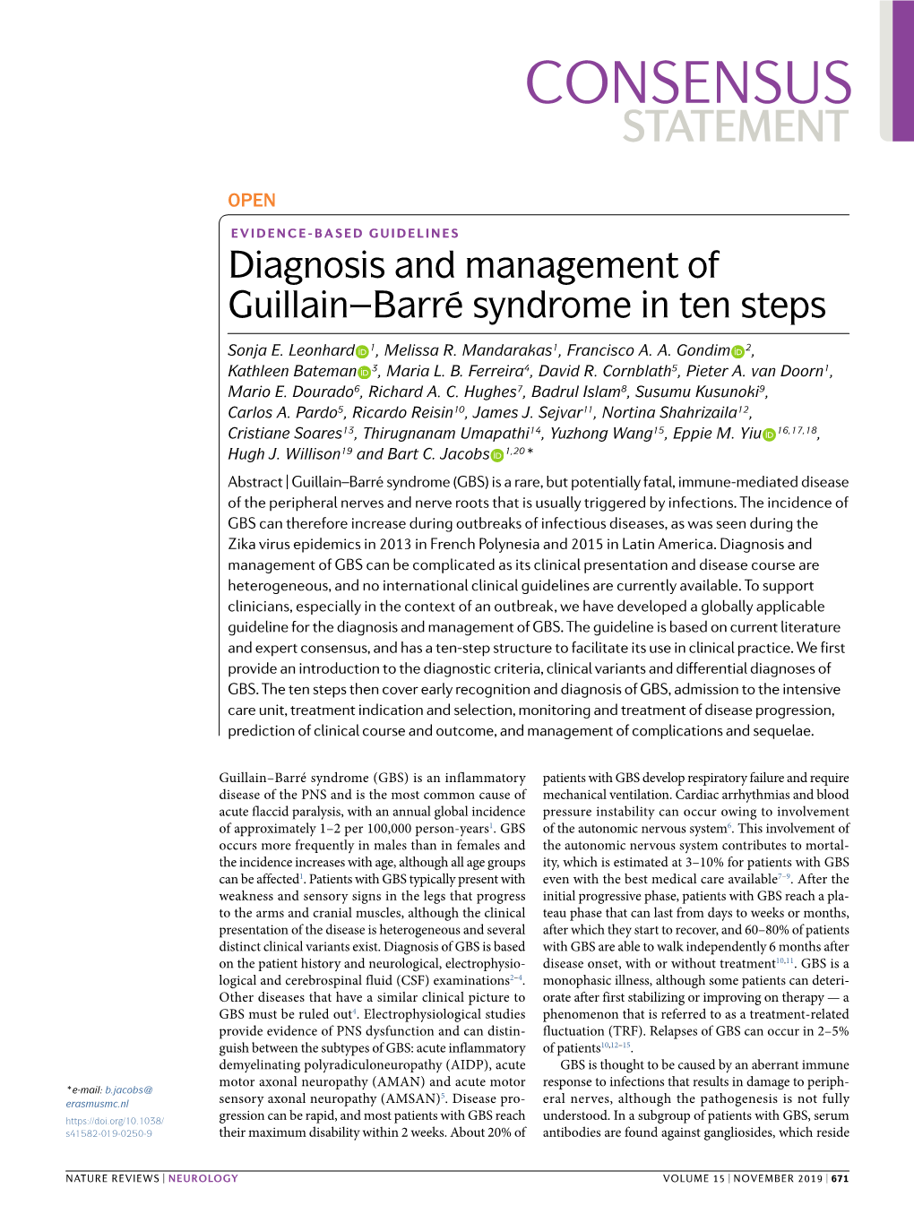 Diagnosis and Management of Guillain–Barré Syndrome in Ten Steps