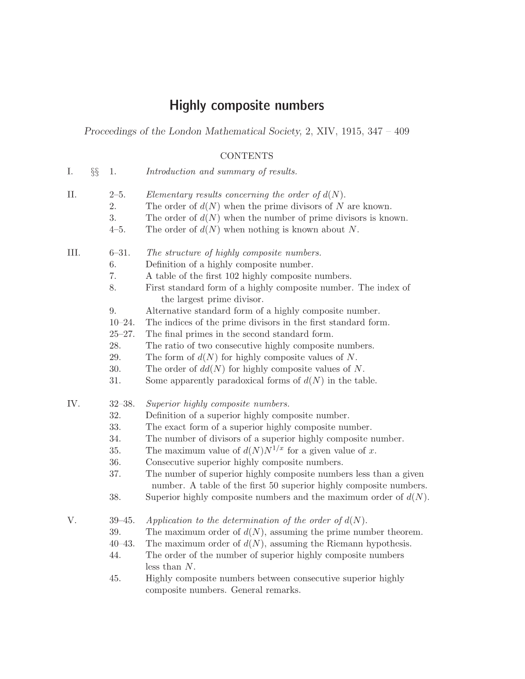 Highly Composite Numbers