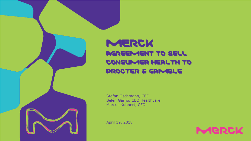 Merck Agreement to Sell Consumer Health to Procter & Gamble