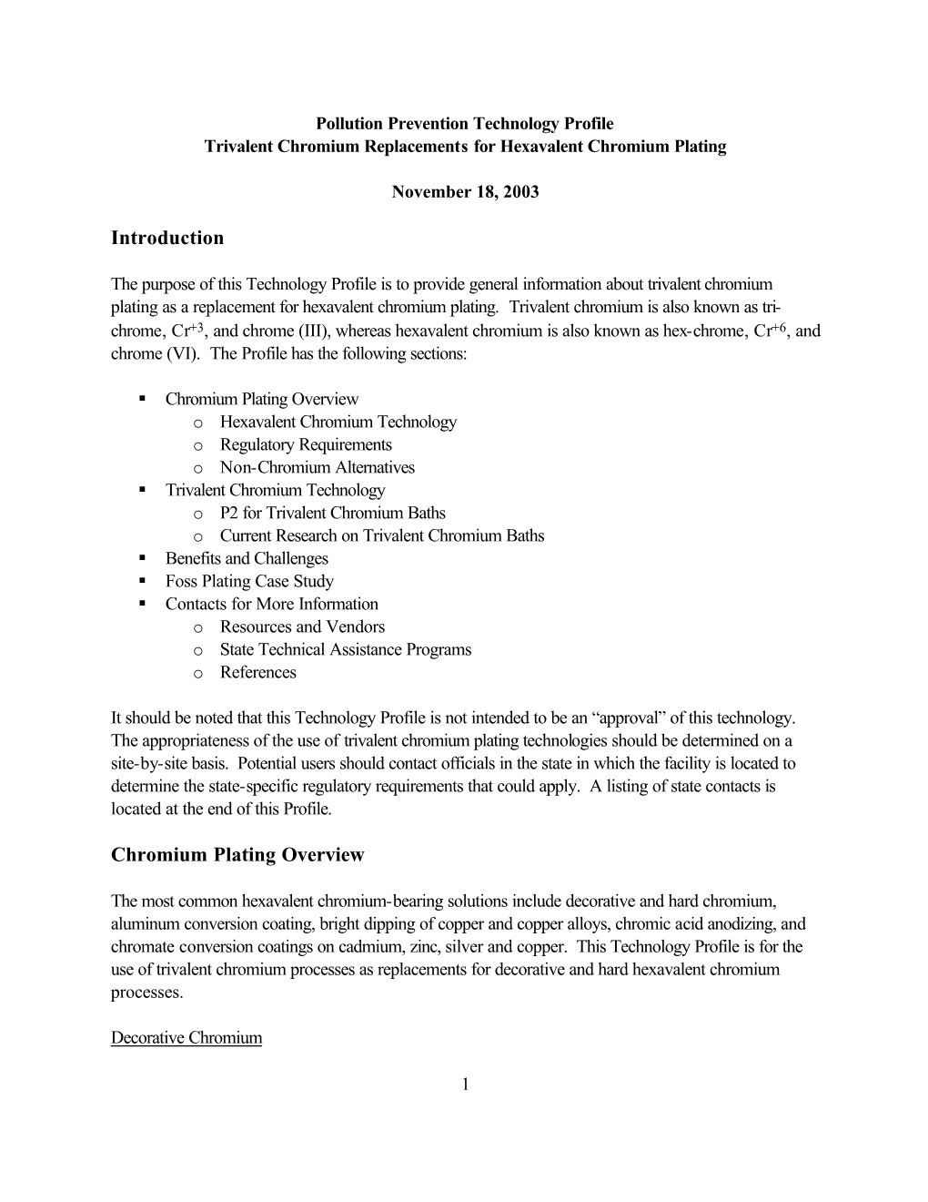 Trivalent Chromium Replacements for Hexavalent Chromium Plating