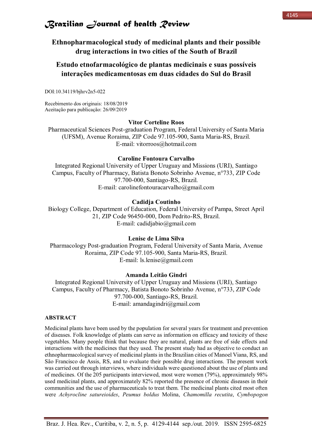 Brazilian Journal of Health Review