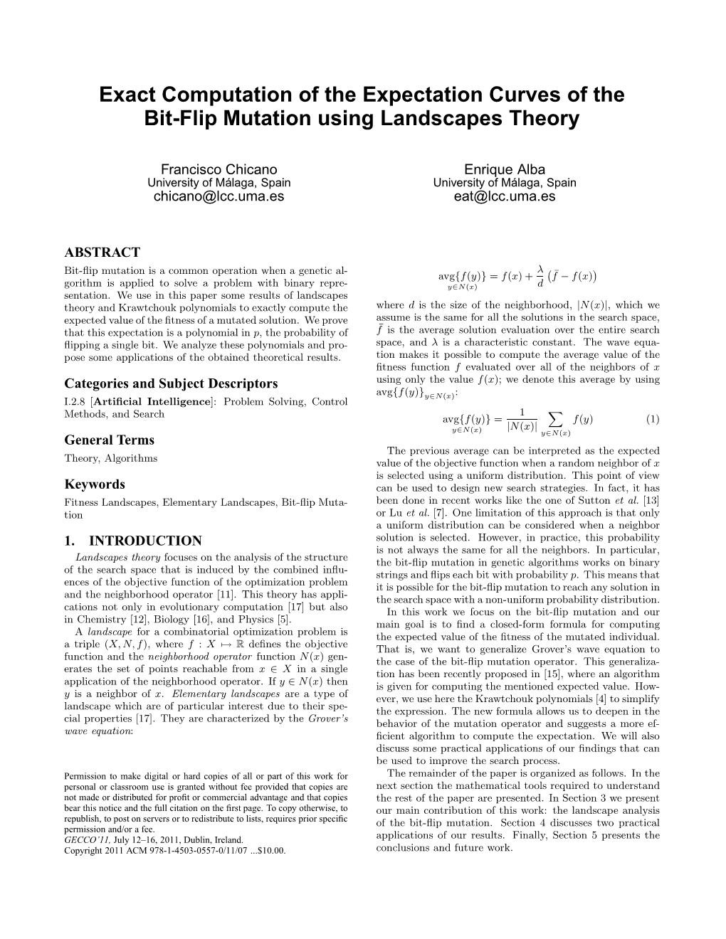 Exact Computation of the Expectation Curves of the Bit-Flip Mutation Using Landscapes Theory