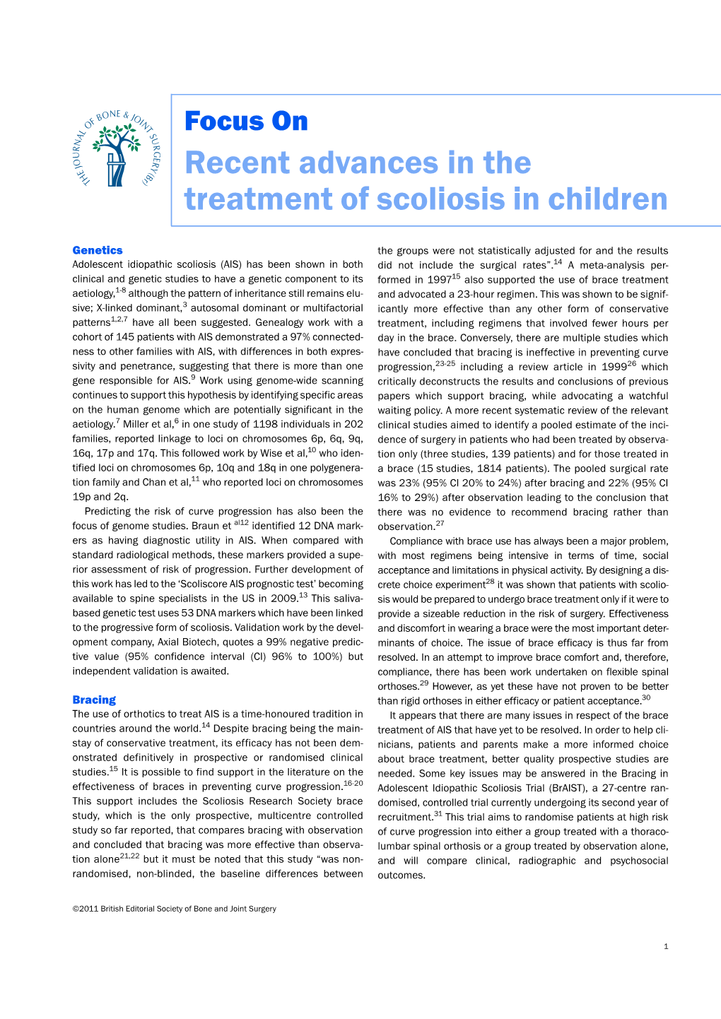 Recent Advances in the Treatment of Scoliosis in Children