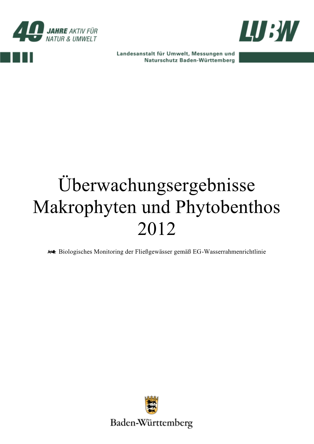 Überwachungsergebnisse Makrophyten Und Phytobenthos 2012