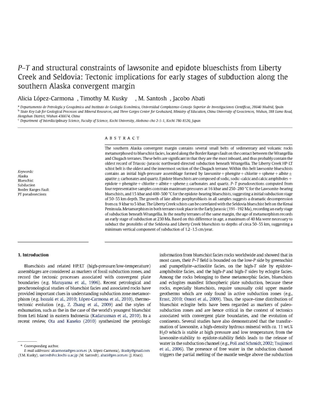 Pt and Structural Constraints of Lawsonite