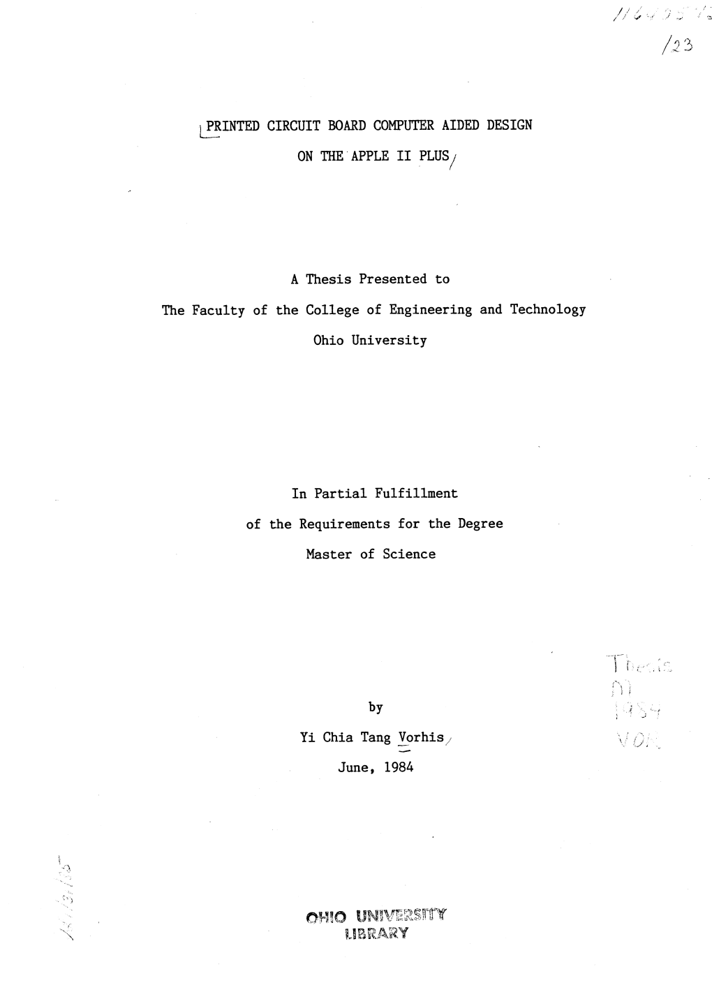 ~Inted Circuit Board Computer Aided Design on the Apple Ii Plus;