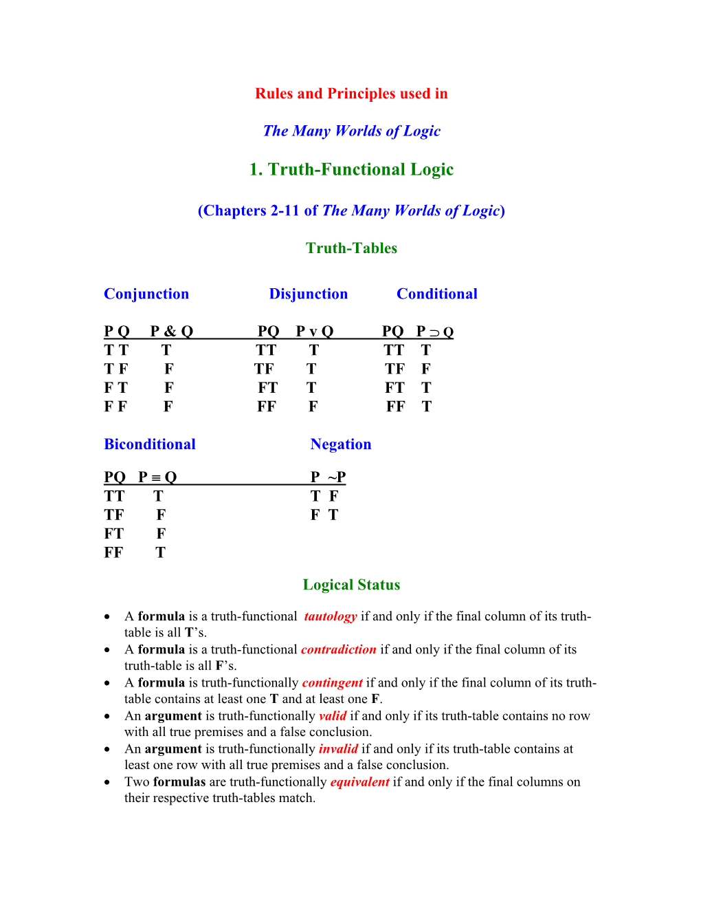 1. Truth-Functional Logic