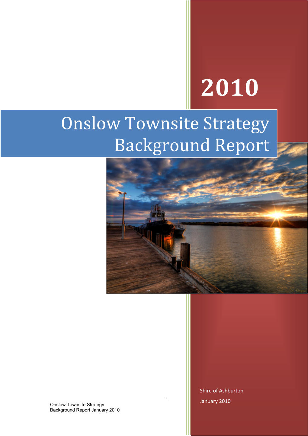 Onslow Townsite Strategy Background Report