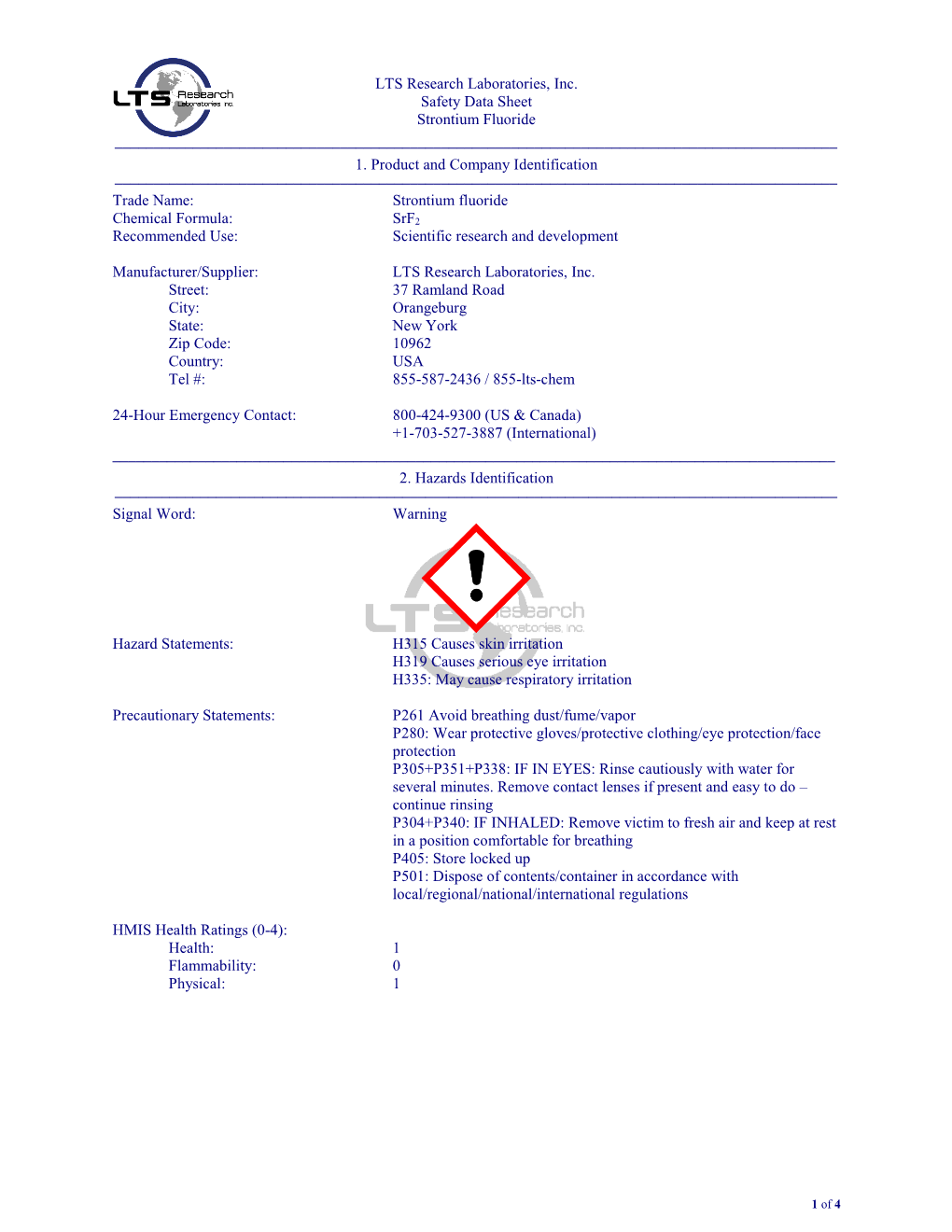 Material Safety Data Sheet