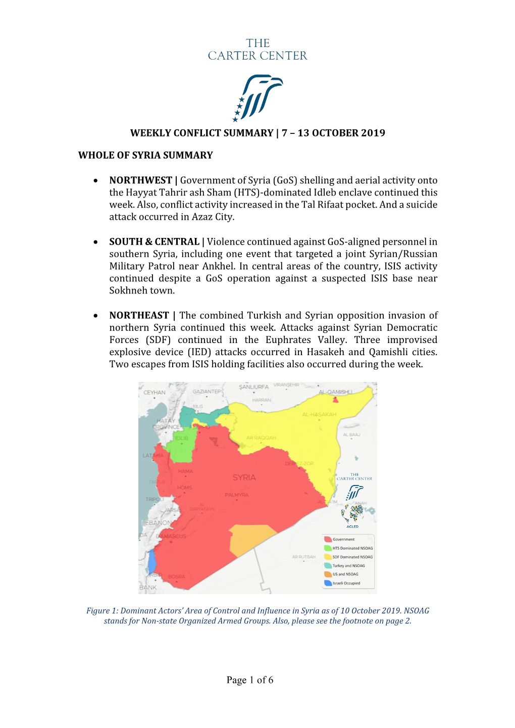 Weekly Conflict Summary | 7 – 13 October 2019