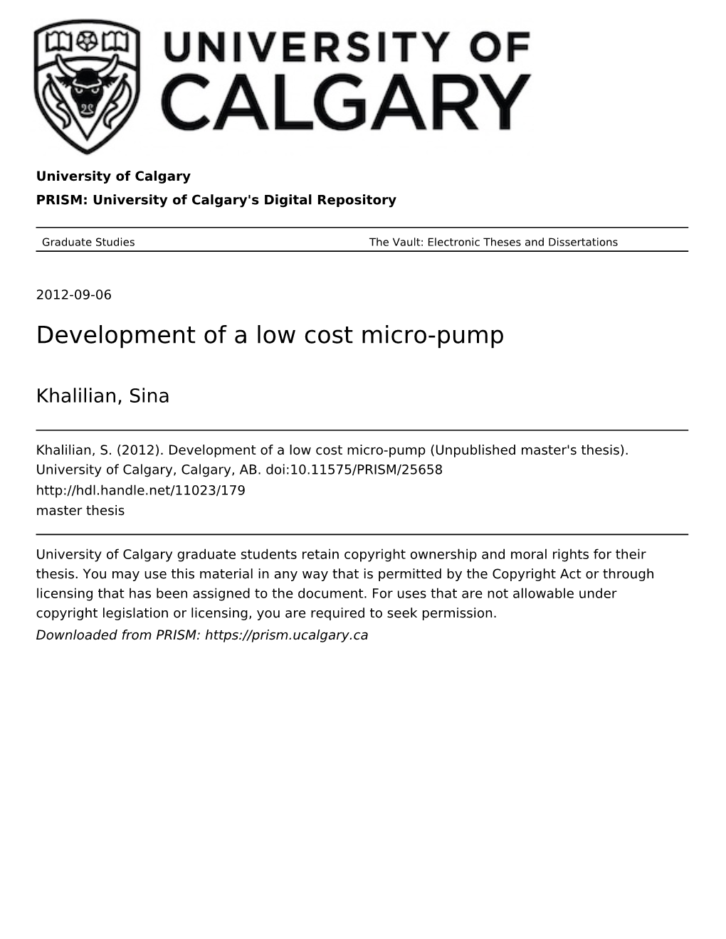 Development of a Low Cost Micro-Pump