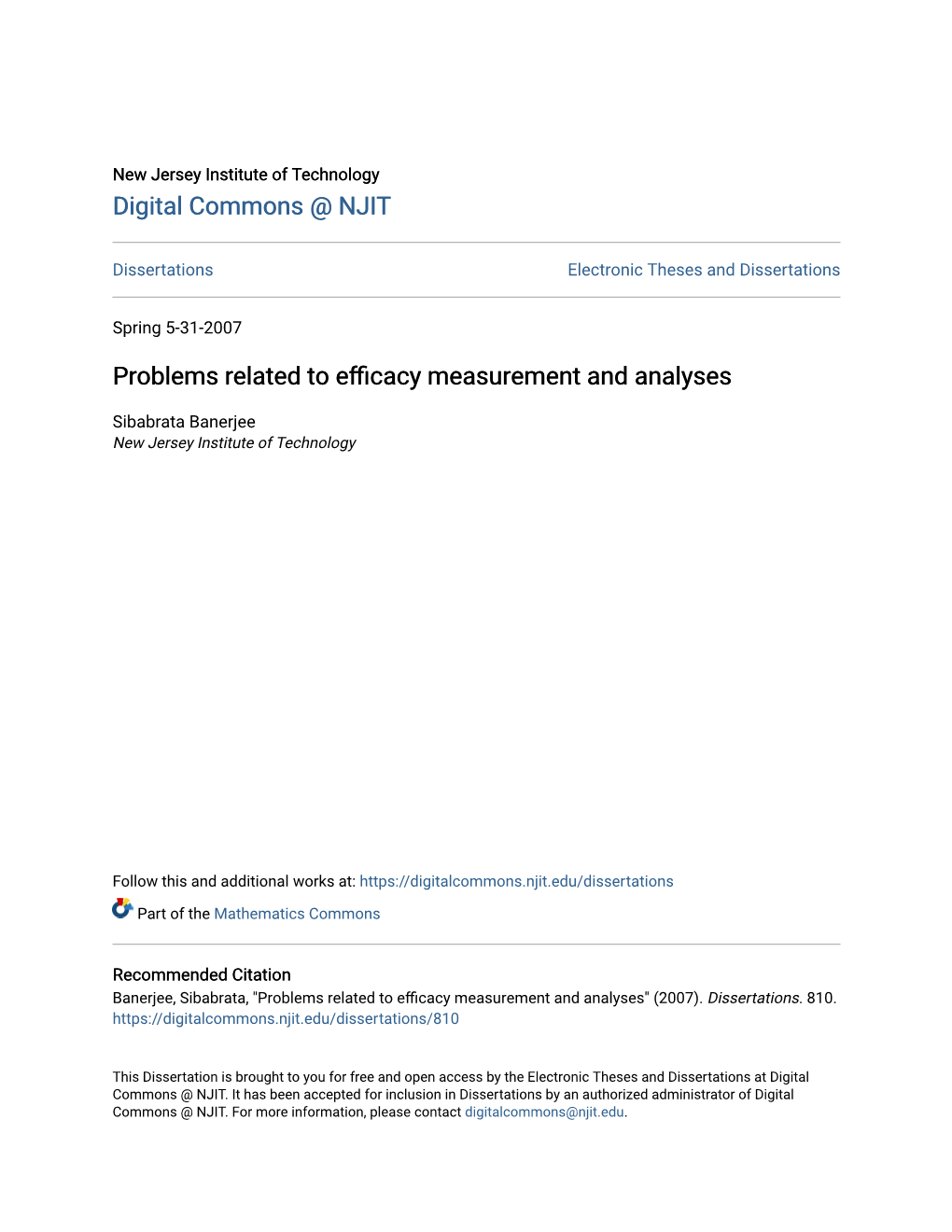 Problems Related to Efficacy Measurement and Analyses