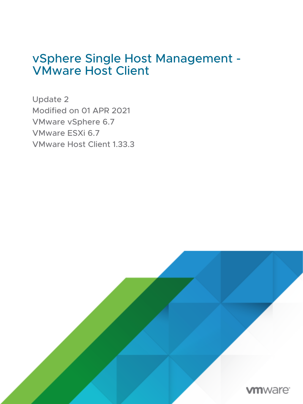Vsphere Single Host Management - Vmware Host Client