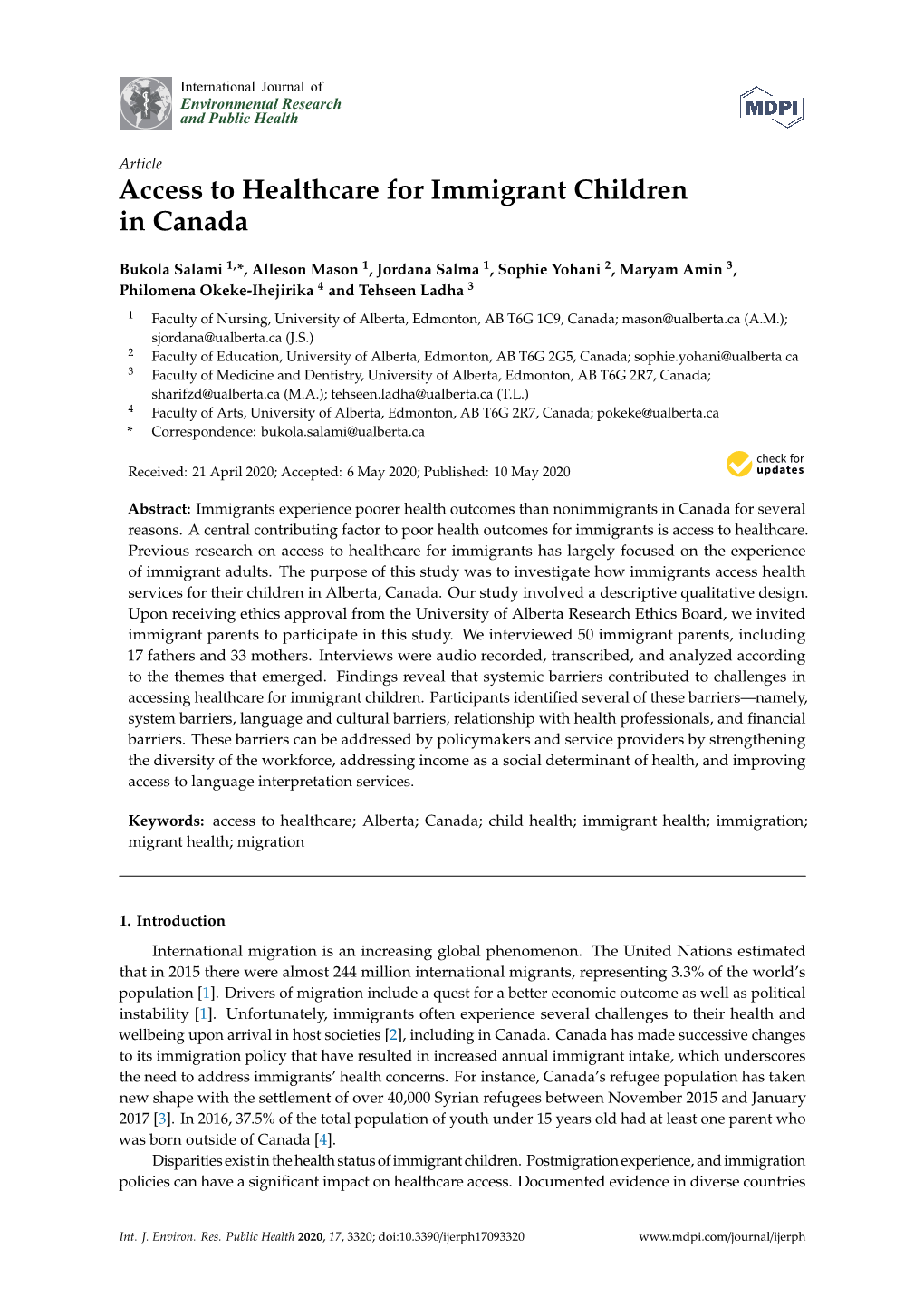 Access to Healthcare for Immigrant Children in Canada
