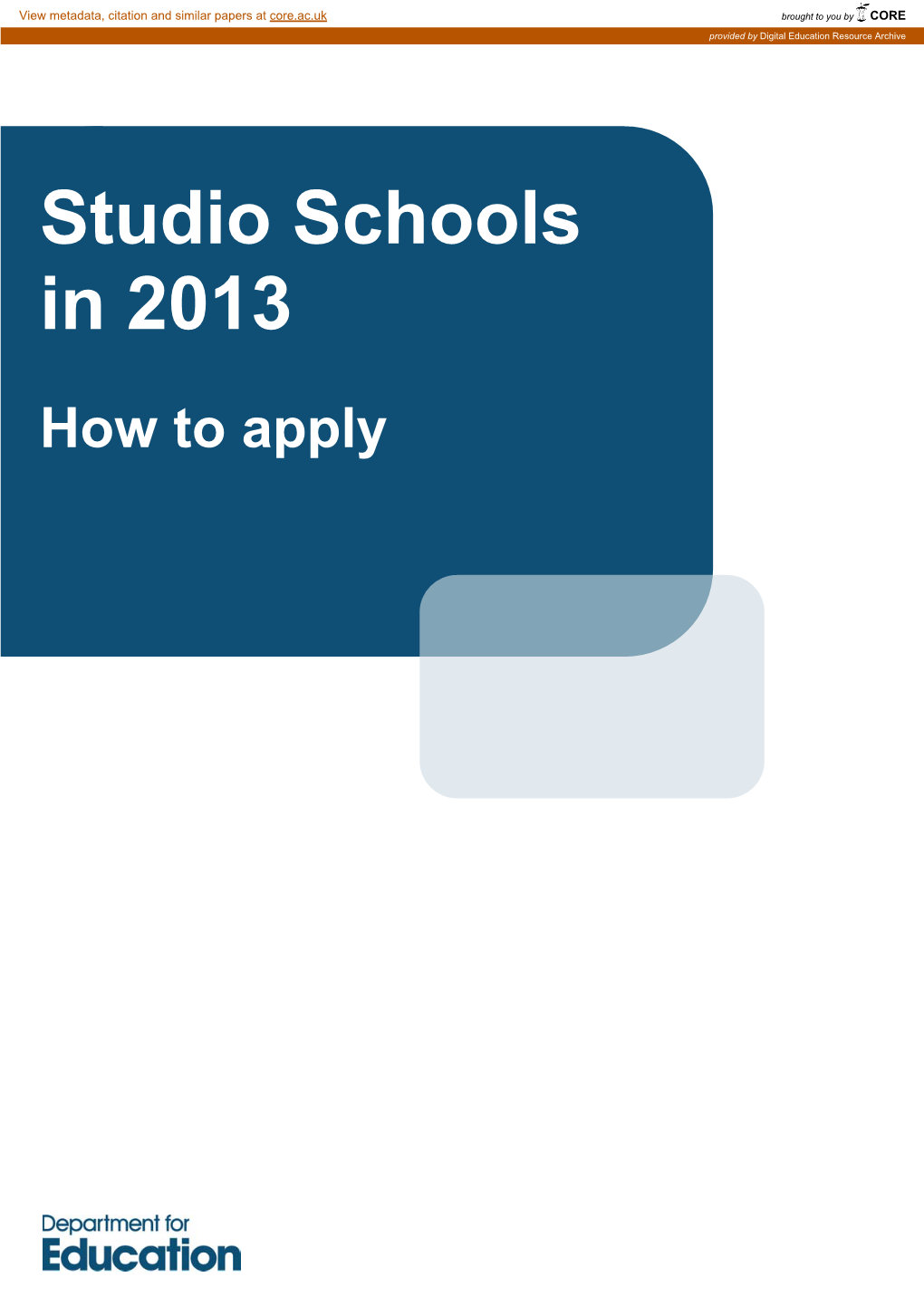 Studio Schools in 2013