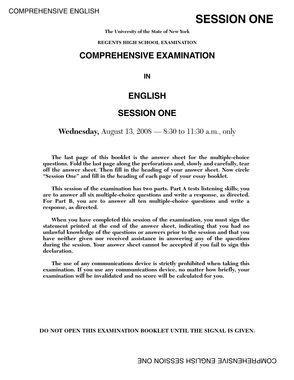 Comprehensive English Examination