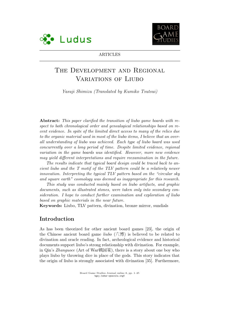 The Development and Regional Variations of Liubo