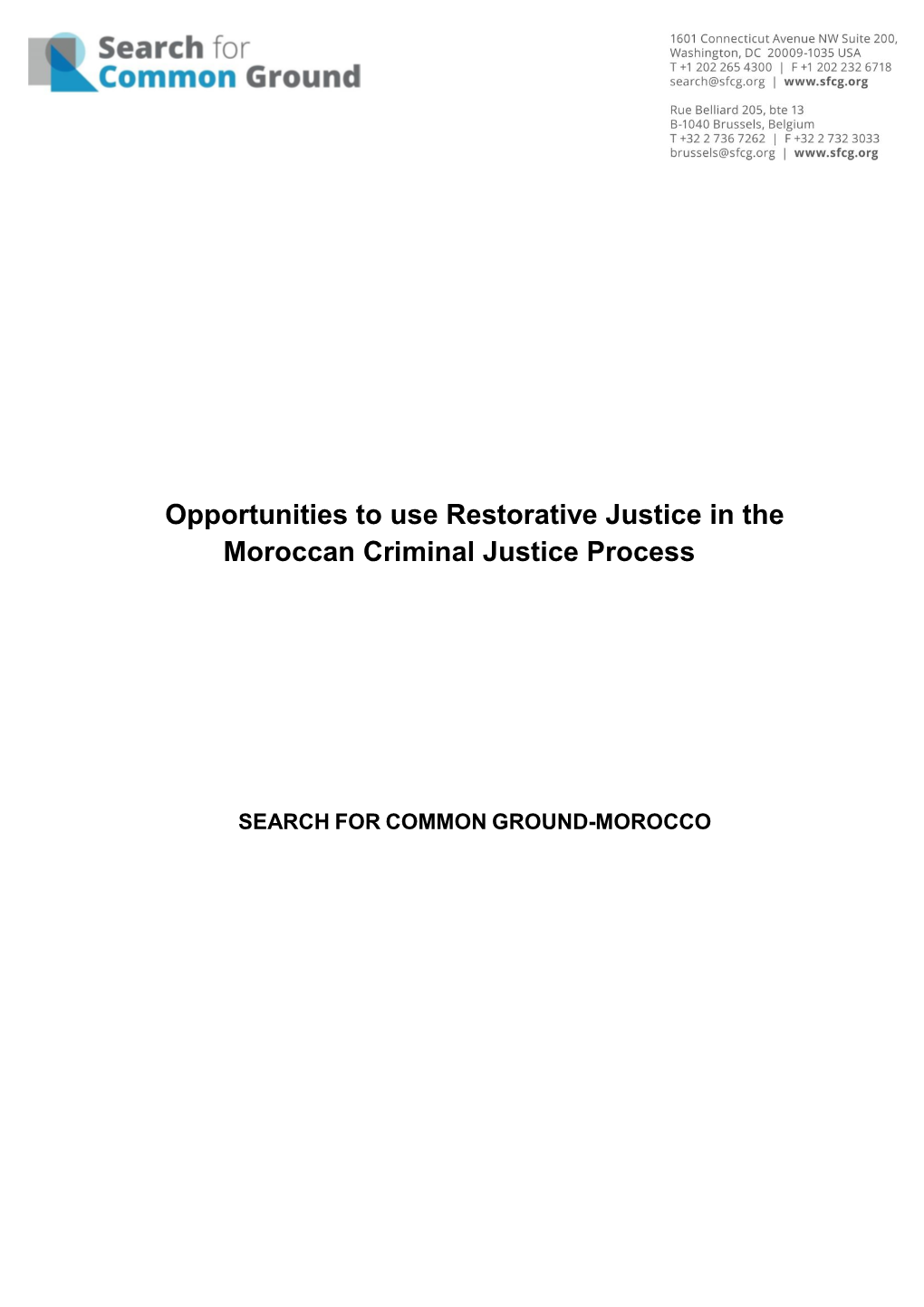 Opportunities to Use Restorative Justice in the Moroccan Criminal Justice Process