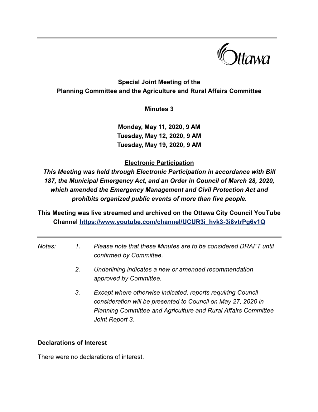 Planning Committee and the Agriculture and Rural Affairs Committee