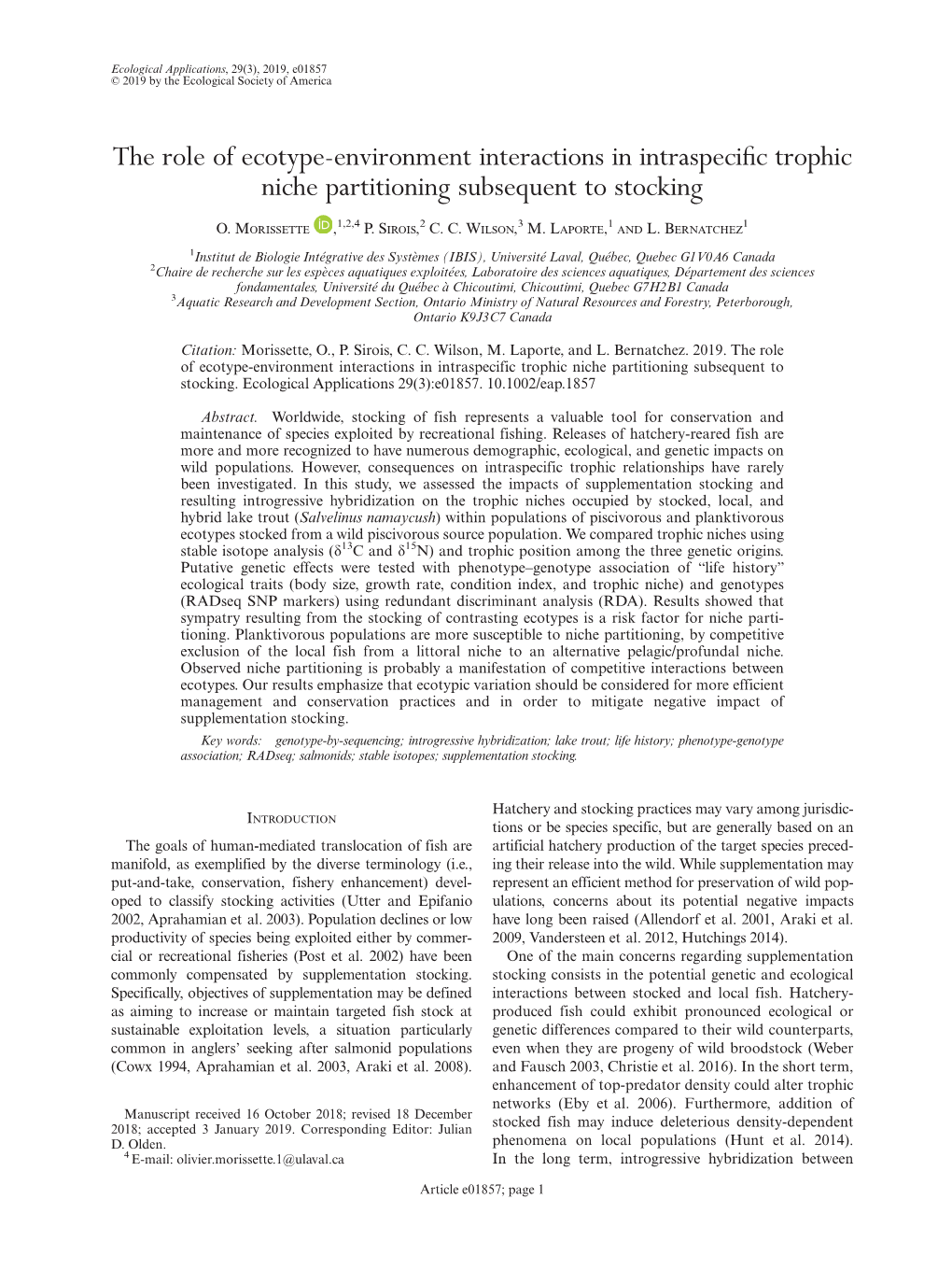 The Role of Ecotype‐Environment Interactions in Intraspecific Trophic