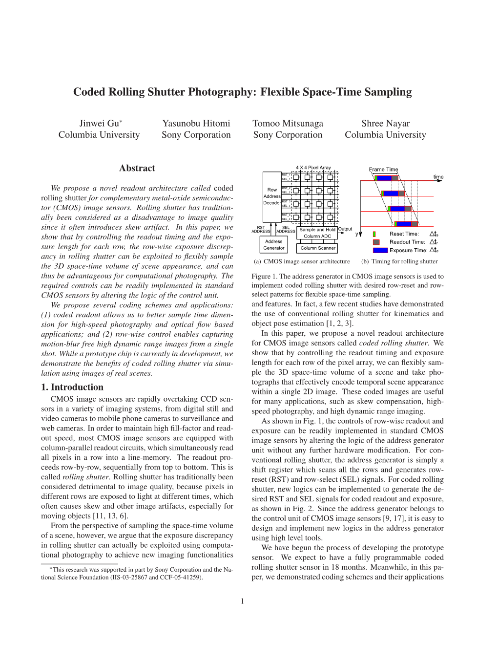 Coded Rolling Shutter Photography: Flexible Space-Time Sampling