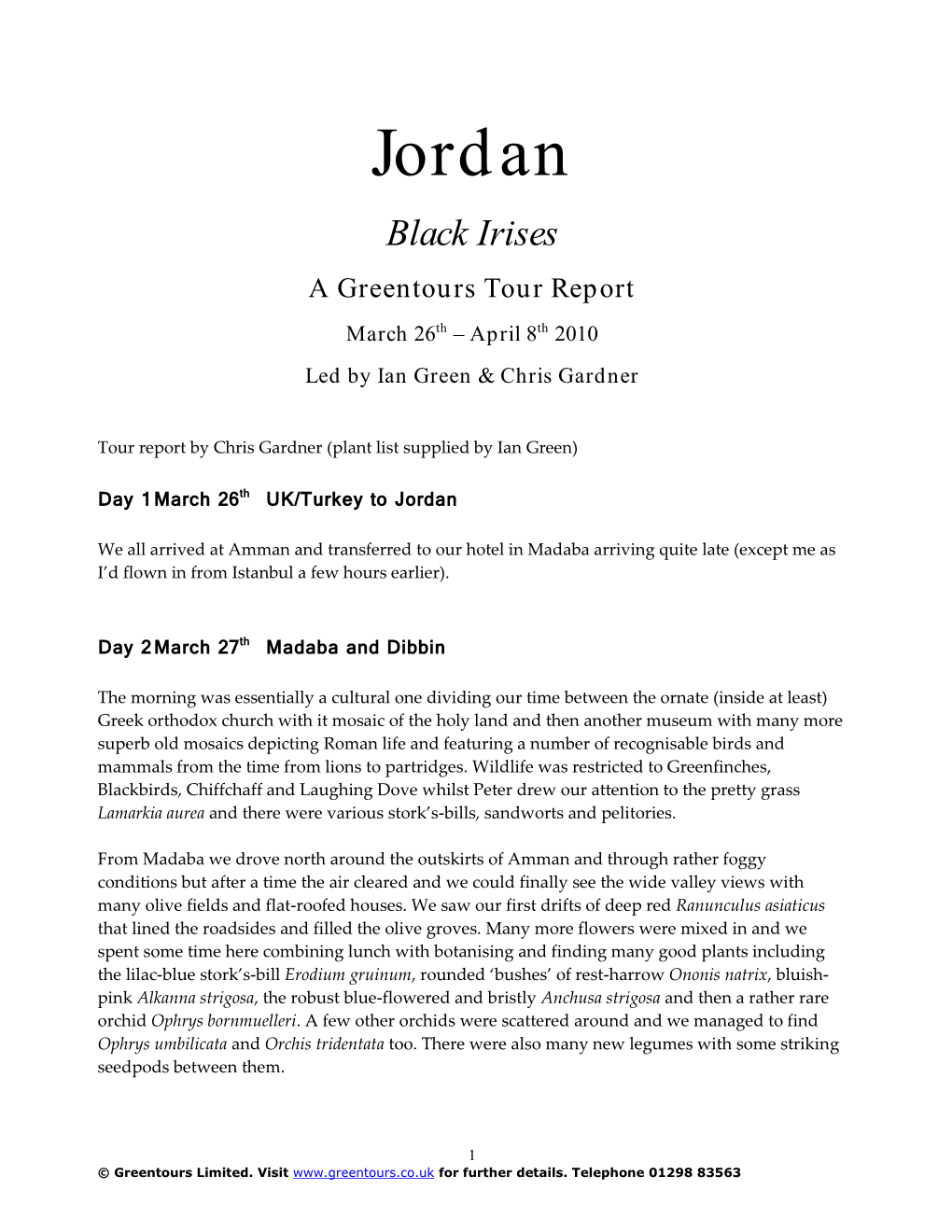 Wildlife Tour Jordan Trip Report 2010