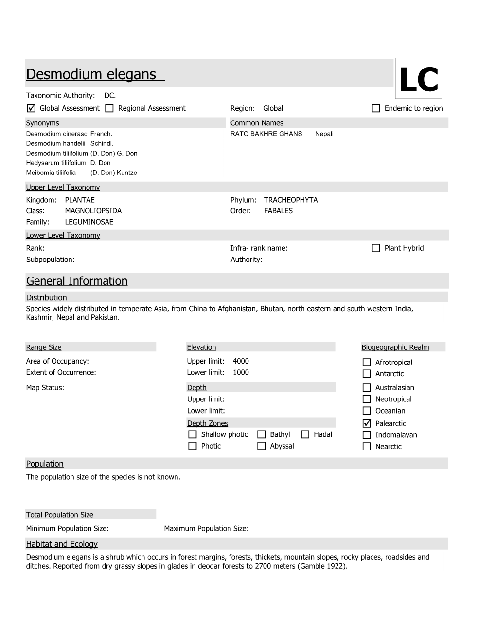 Desmodium Elegans LC Taxonomic Authority: DC