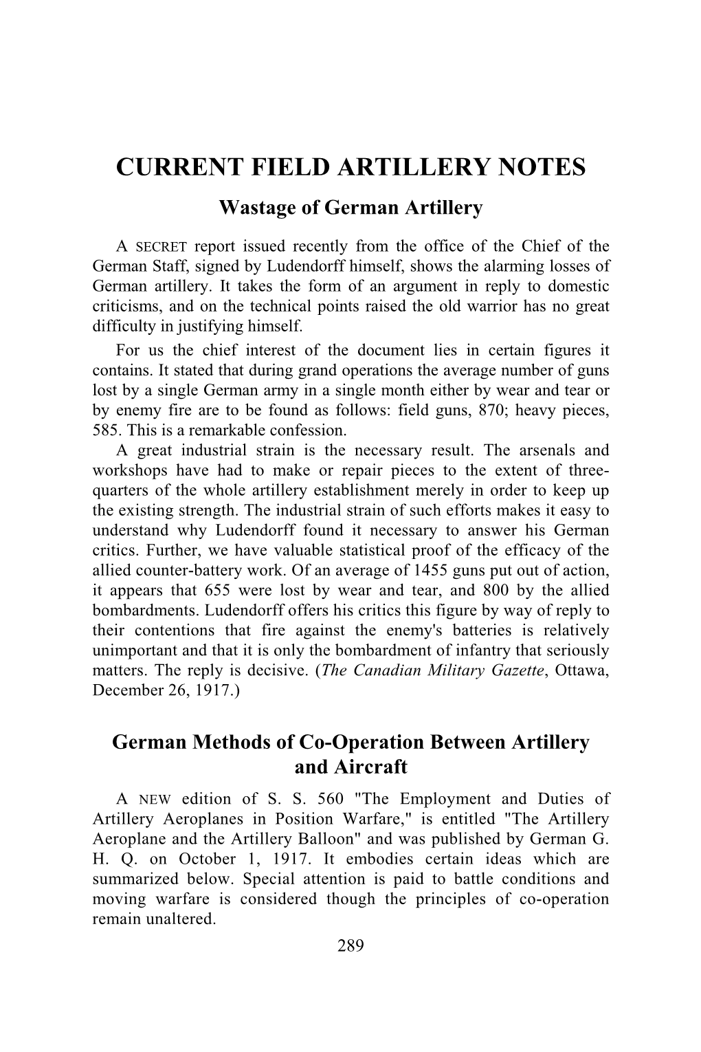 THE FIELD ARTILLERY JOURNAL General: (A) Full Use Must Be Made of Aerial Registration with a View to (I) Economy of Ammunition