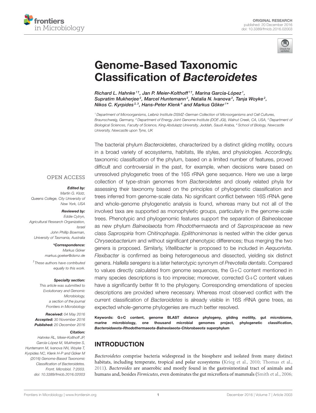 Genome-Based Taxonomic Classification Of