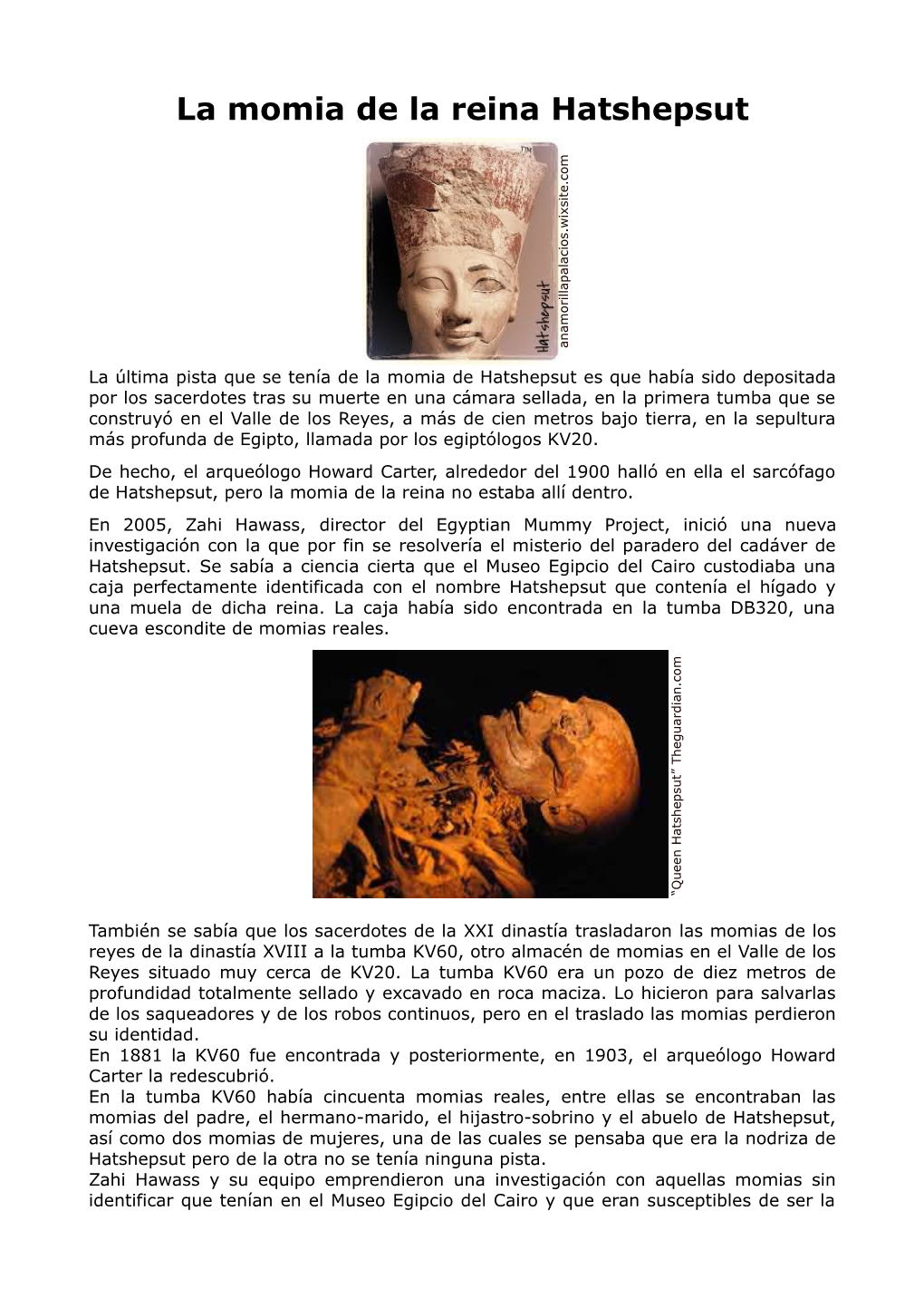 La Momia De La Reina Hatshepsut M O C