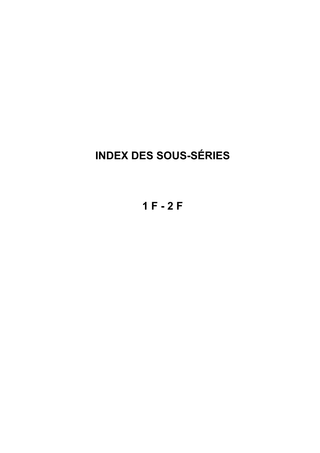 Index Des Sous-Séries