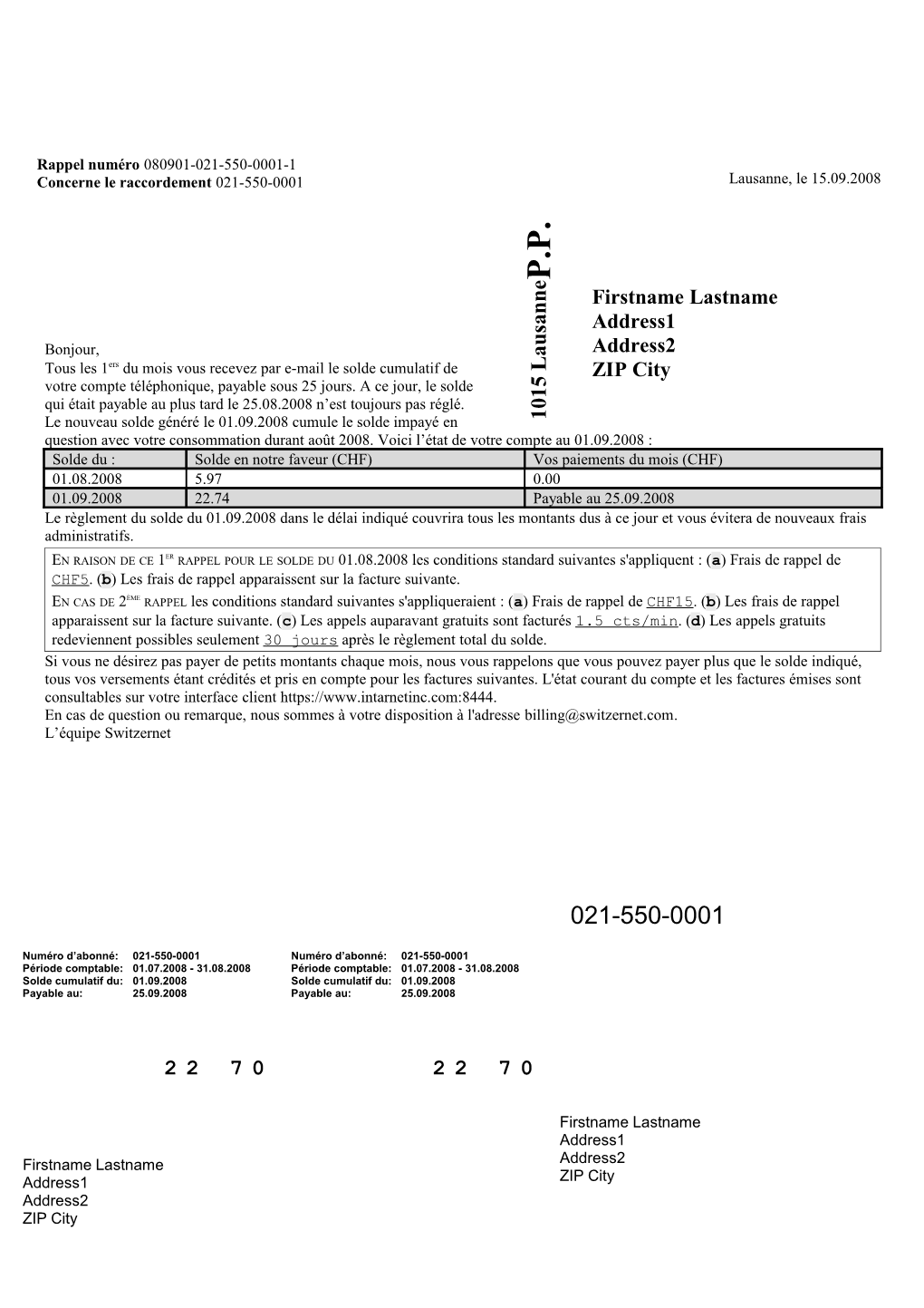 Tous Les 1Ers Du Mois Vous Recevez Par E-Mail Le Solde Cumulatif De Votre Compte Téléphonique