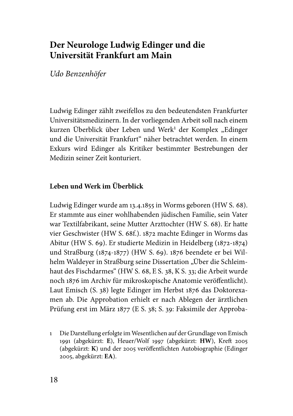 Der Neurologe Ludwig Edinger Und Die Universität Frankfurt Am Main