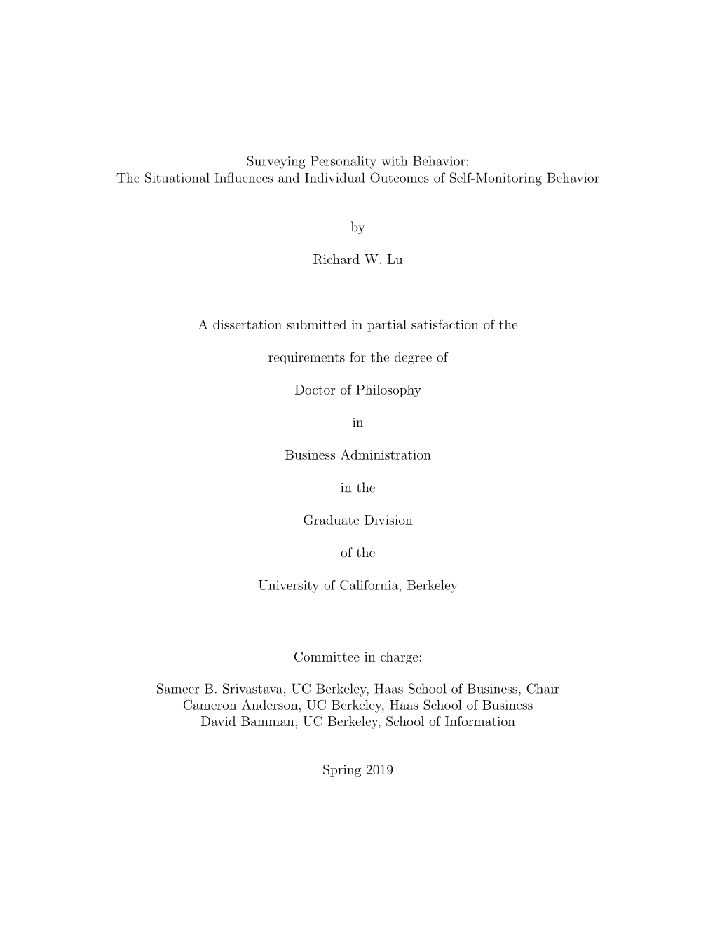 Surveying Personality with Behavior: the Situational Influences And