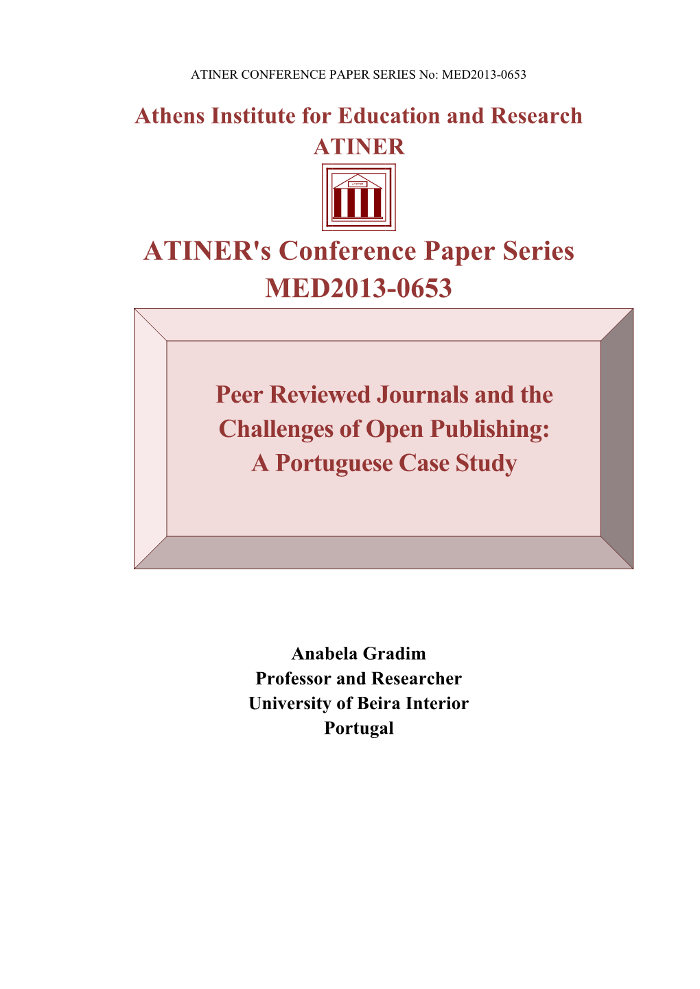 ATINER's Conference Paper Series MED2013-0653