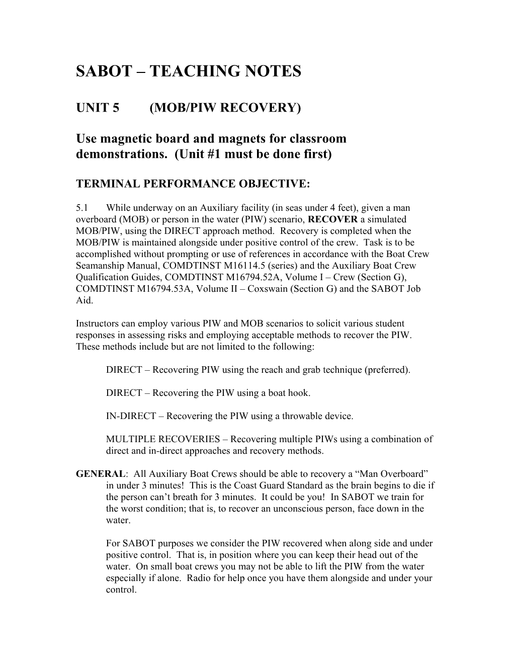 Sabot 3 Teaching Note