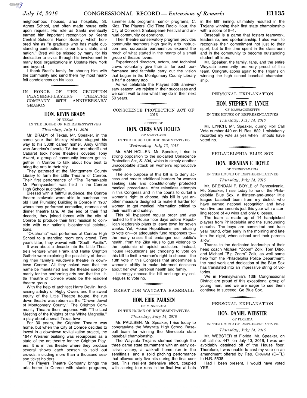 CONGRESSIONAL RECORD— Extensions of Remarks E1135 HON