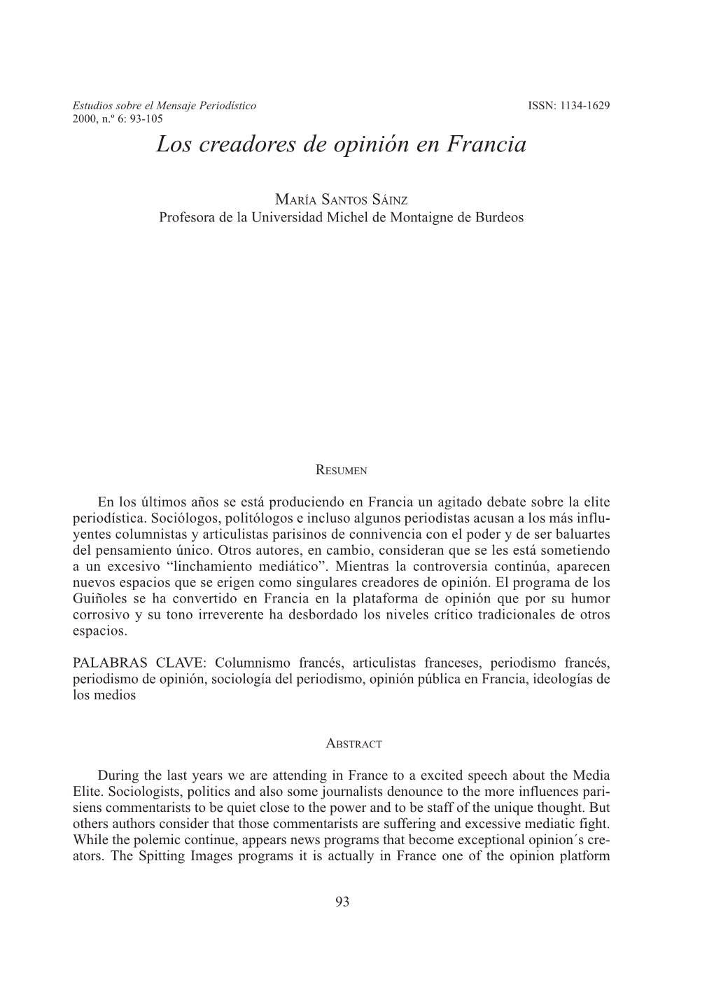 Los Creadores De Opinión En Francia