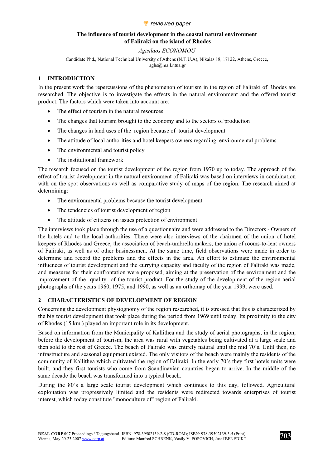 Reviewed Paper the Influence of Tourist Development in the Coastal