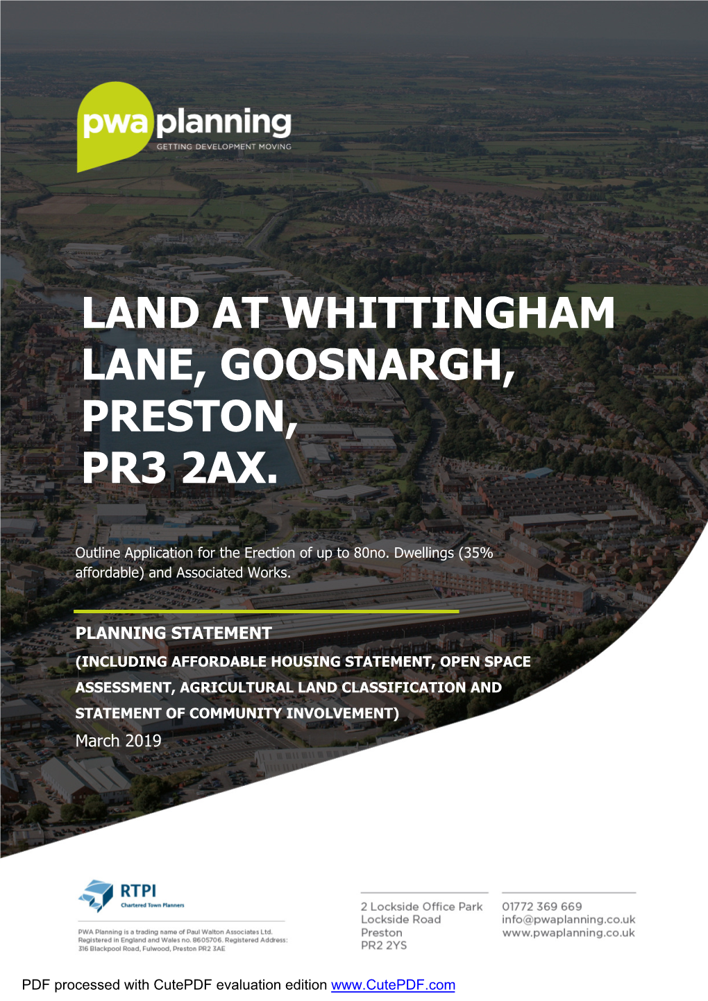 Planning Statement at Whittingham Lane