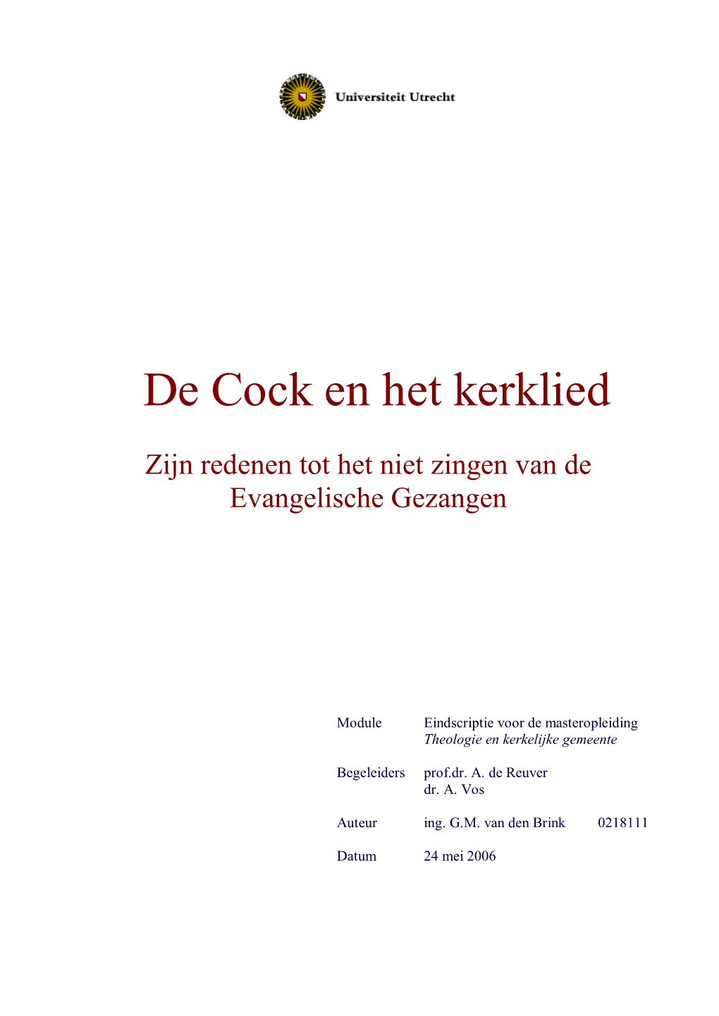 De Cock En Het Kerklied