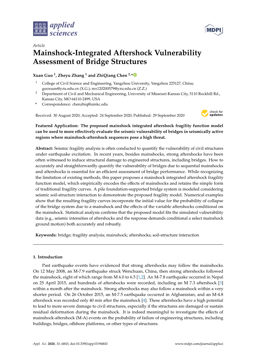 Mainshock-Integrated Aftershock Vulnerability Assessment of Bridge Structures