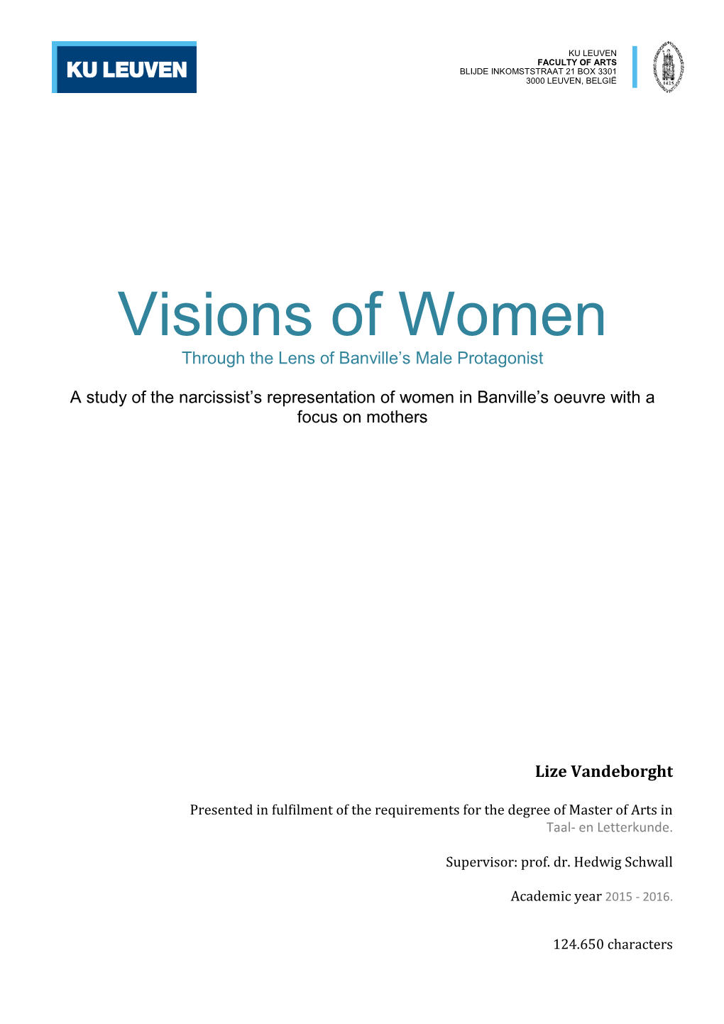 Visions of Women 7KURXJKWKH/HQVRI%DQYLOOH¶V0DOH3URWDJRQLVW