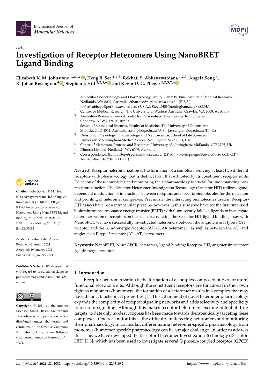 Investigation of Receptor Heteromers Using Nanobret Ligand Binding