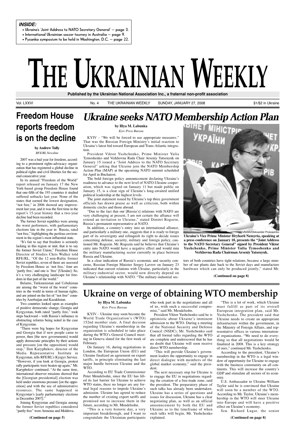 The Ukrainian Weekly 2008, No.4
