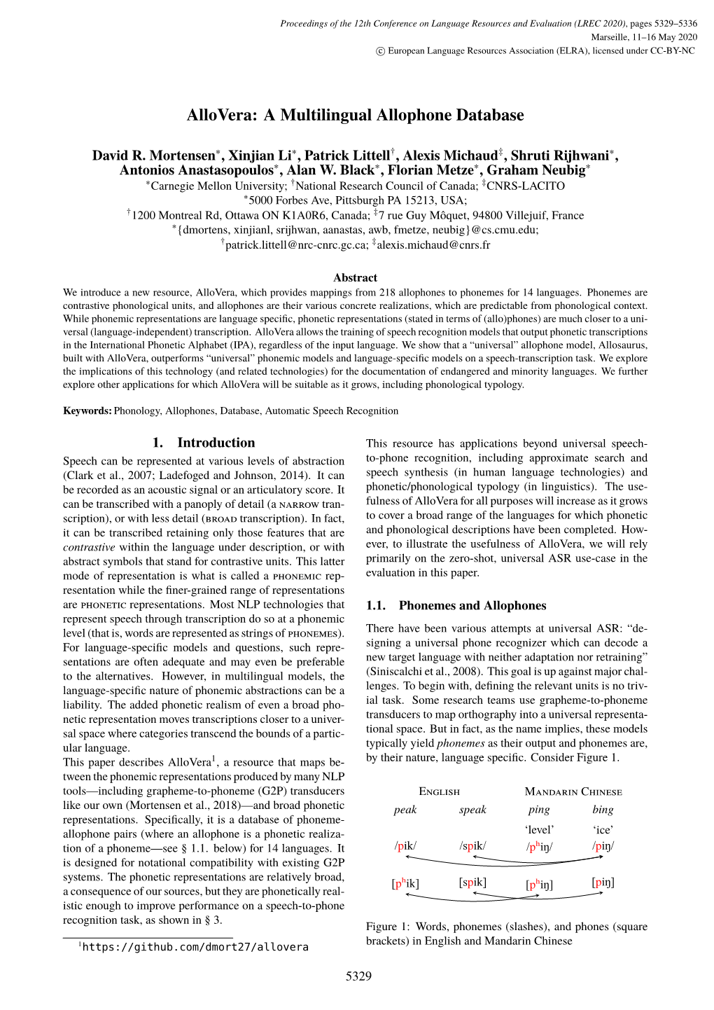 A Multilingual Allophone Database