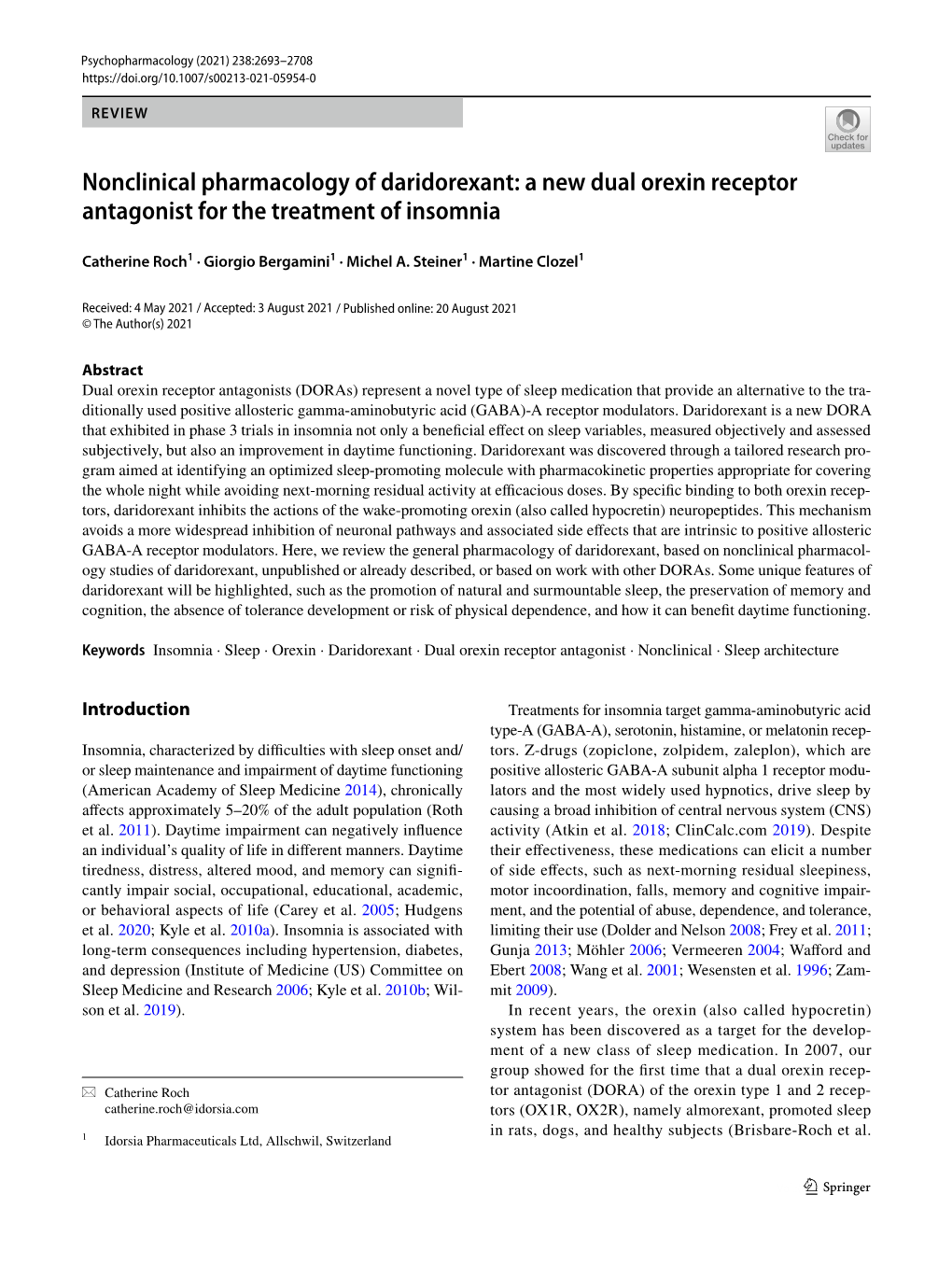 A New Dual Orexin Receptor Antagonist for the Treatment of Insomnia